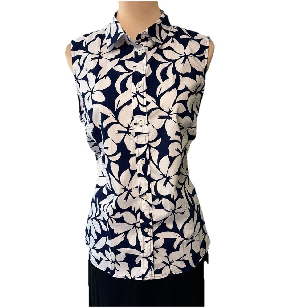 NWT J. Crew Sleeveless Hibiscus Floral Button Up‎ Cotton Shirt Signature Fit 2X